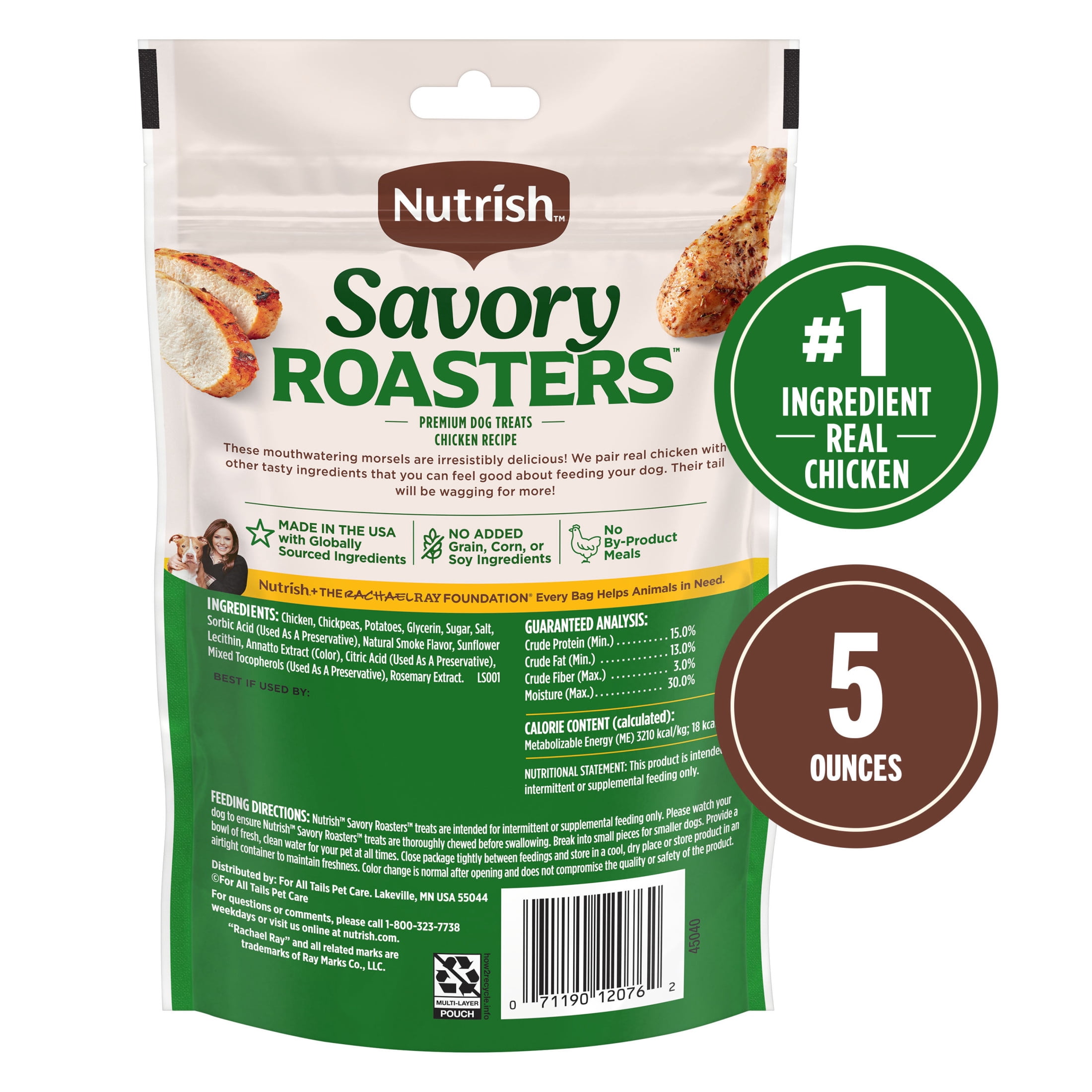 Nutrish Savory Roasters Chicken Recipe Premium Dog Treats, 5 oz
