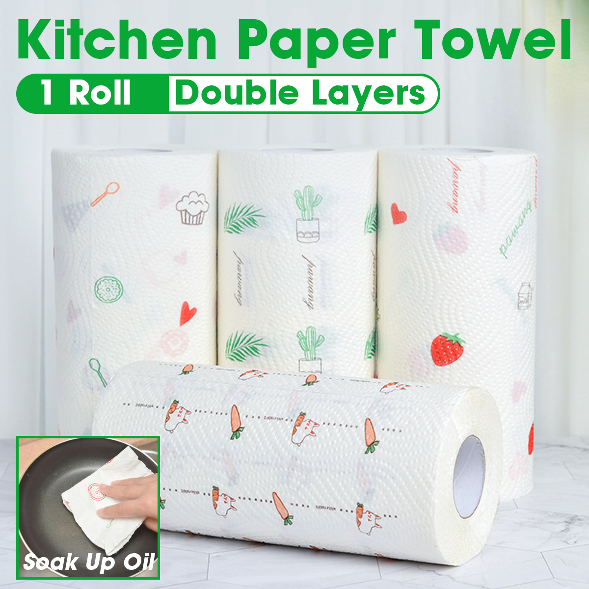 120 Perforated Sheets Per Roll White Absorbent Disposable Kitchen Cleaning Cloths Pack of 2 My Stuff 2-Ply Paper Towels