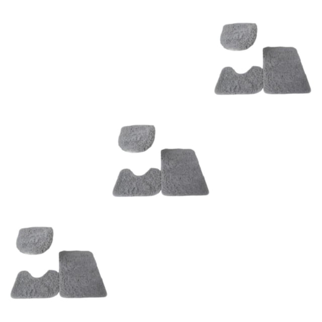 Transemion 1/2/3/5 3pieces Anti-slid Particles Rug Set Secure And for Slip-free Bathroom Mats For Grey 3PCS