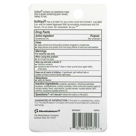 Softlips Daily Lip Moisturizer for Dry Lips, Multi-Flavored Lip Balms, 3 pk