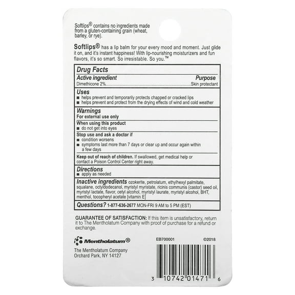 Softlips Daily Lip Moisturizer for Dry Lips, Multi-Flavored Lip Balms, 3 pk