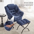 thumbnail image 5 of MOONMISS Accent Chair with Ottoman,with Armrests and Side Pockets、 Footrest for Living Room,Navy Blue, 5 of 6