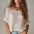 thumbnail image 2 of Stichou Women's Summer Crochet Tops Half Sleeve Knit Sweater Hollow Out 2026 Beach Vacation Clothes Casual Spring Outfits White XL, 2 of 4