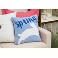 thumbnail image 4 of "Spring" Jumping Easter Bunny Rabbit Blue Hooked Accent Throw Pillow 16" x 16", 4 of 5