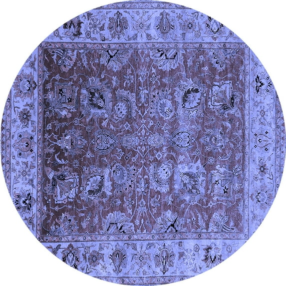 Ahgly Company Indoor Round Oriental Blue Traditional Area Rugs, 6' Round