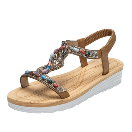 

Fsqjgq Fringe Sandals Women Size 10 Summer Fashion Bohemian Style Retro Rhinestone Soft Bottom Sandals Chic Outdoor Ethnic Style Women Shoes Sunshine Slingback Sandals Brown 41