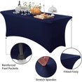 thumbnail image 2 of GFDYREE Spandex Tablecloth 4FT Stretch Table Cover Fitted Rectangular Tables, Universal Stretch Patio Table Cloth for Wedding, Banquet, Party and Event（Navy Blue, 4FT, 2 of 7