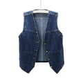 thumbnail image 3 of TrendOFT Women's Plus Size Sleeveless Button Down Jean Vest V Neck Denim Jacket Dark Blue XXXXL, 3 of 6
