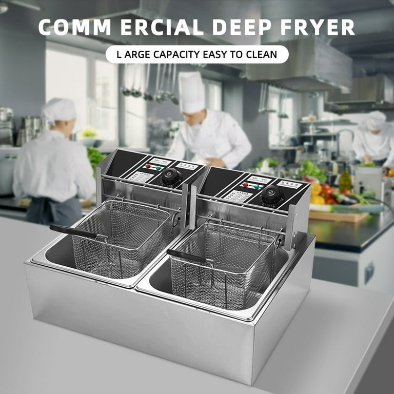ENFMAY 12L Electric Deep Fryer, 2500W Dual Tank Stainless