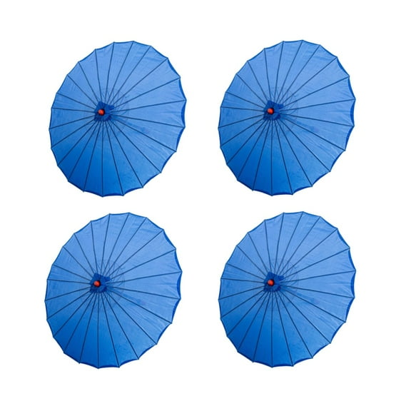 THY COLLECTIBLES Set of Four (4) 33"Japanese Chinese Umbrella Parasols for Wedding Parties, Photography, Costumes, Cosplay, Decoration and Other Events (Blue)