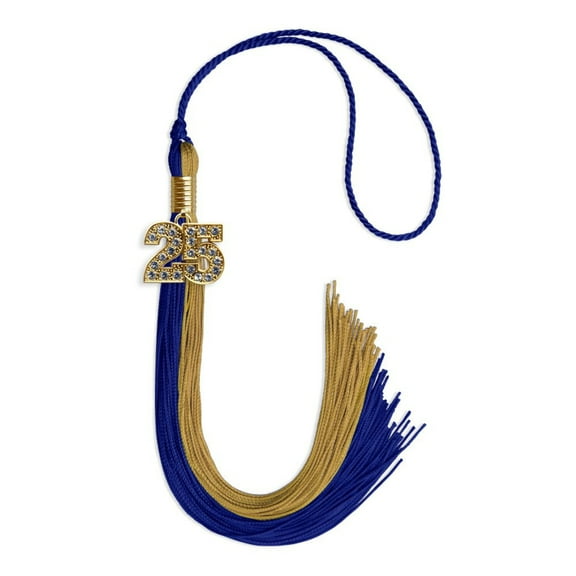 Endea Graduation Royal Blue/Antique Gold Graduation Tassel with Gold Date Drop