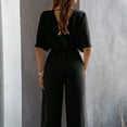 thumbnail image 6 of Women'S Summer Casual Jumpsuit Short Sleeve Romper V Neck Wide Leg Pants With Pockets 2024 Black M, 6 of 6