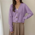 thumbnail image 2 of Ediodpoh Women’s Slim Fit High Waist Knit Cardigan Long Sleeve Lightweight Soft Open Front Sweater Casual Tops Cardigan for Women Purple, 2 of 4