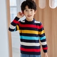 thumbnail image 6 of Hotiary 2-10 Years Toddler Kids Striped Cable Knit Sweater Boys Girls Long Sleeve Crew Neck Chunky Pullover Sweater, 6 of 12