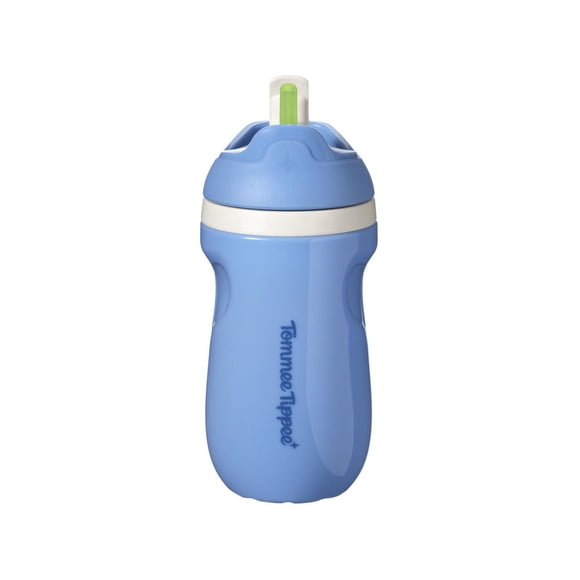 Tommee Tippee Bouteille à Paille Sportive, 9oz, Bouteille d'Eau Antifuites pour Tout-Petit pour 12 Mois+, Couvercle à Rabat Qui Aide à Garder la Paille Propre, Couleur Assortie