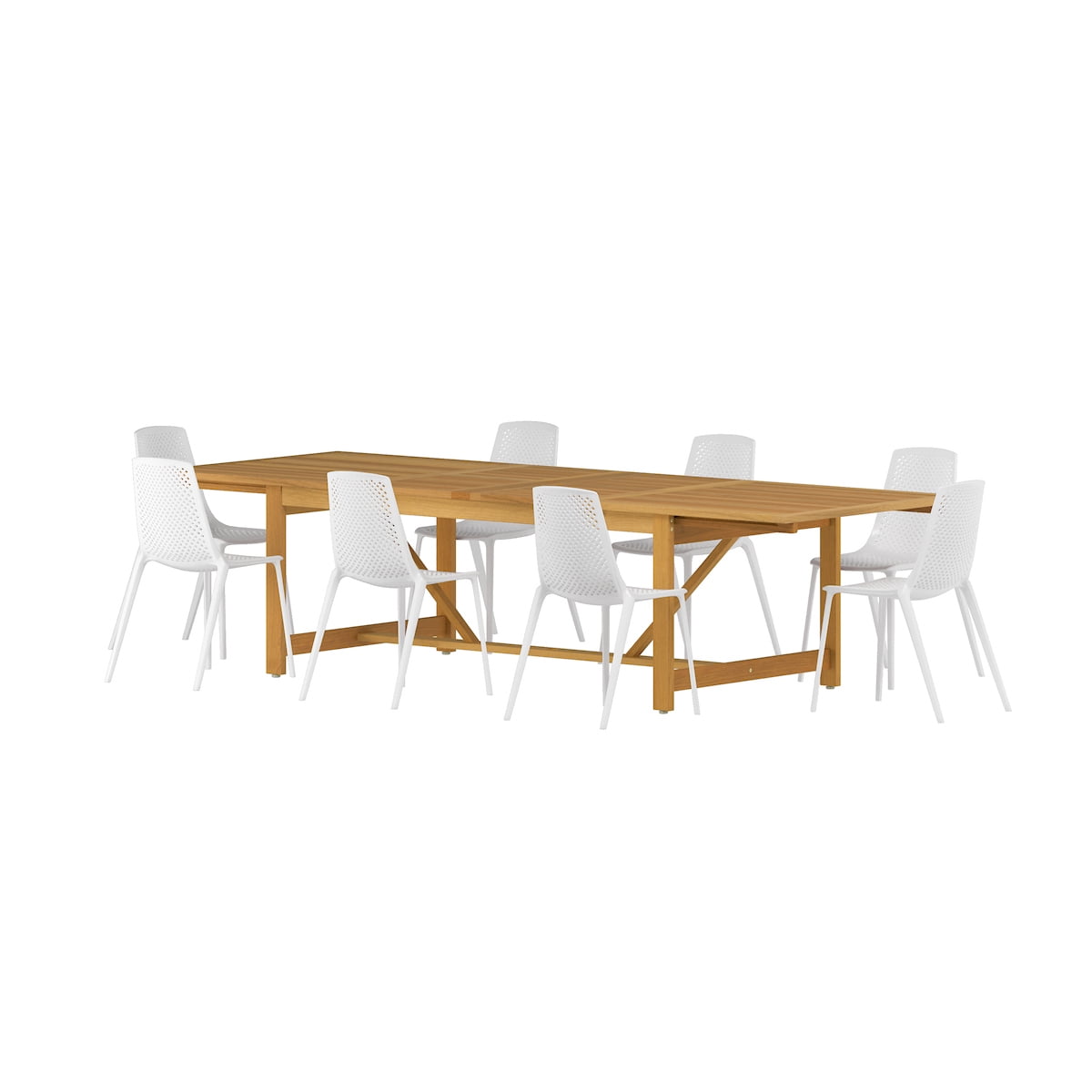 Haifa 9-Piece Solid Wood |100% FSC Certified w/ Teak Finish| Extendable Patio Dining Set