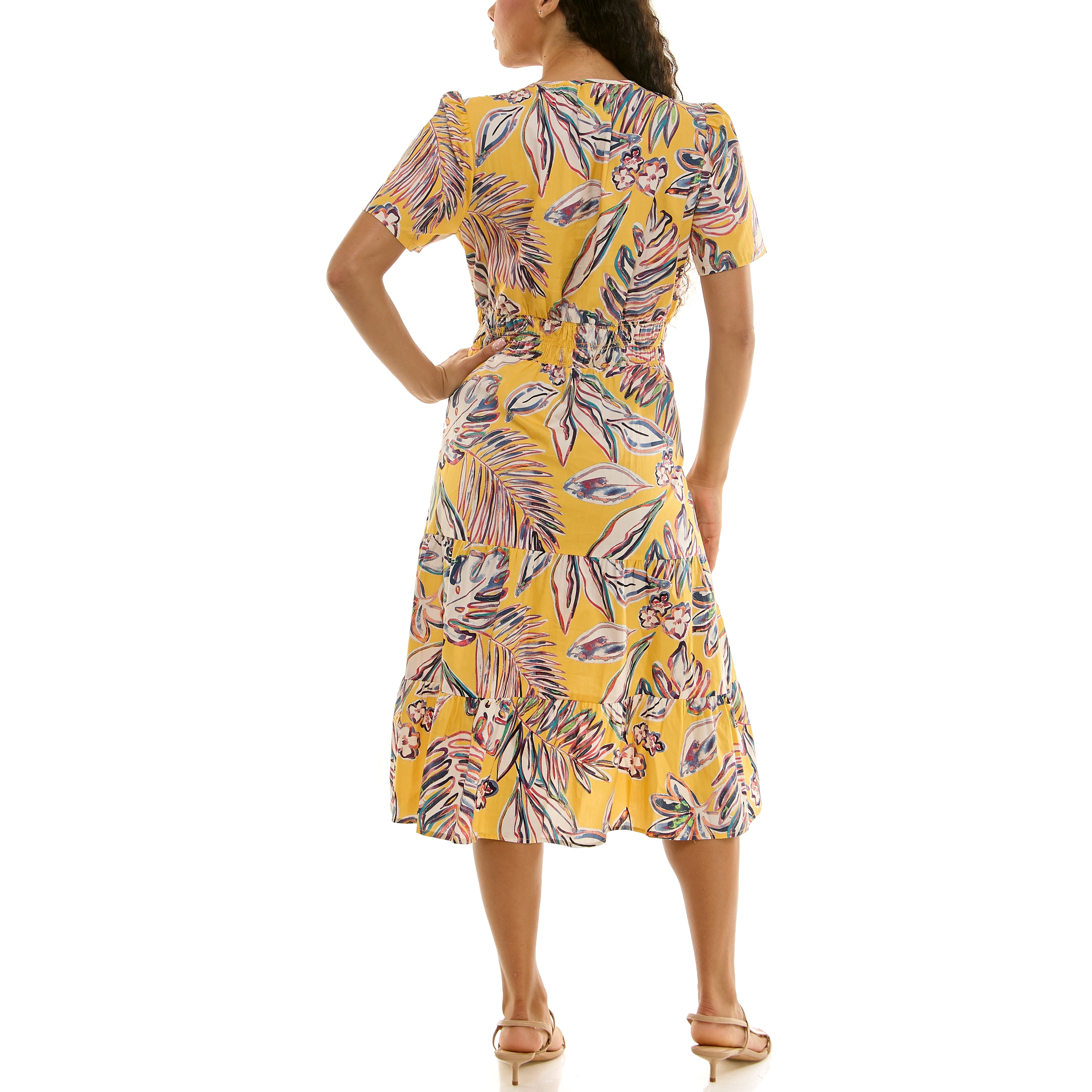 Split Neck Tiered Maxi Dress