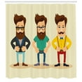 thumbnail image 3 of Geek Shower Curtain, Hipster Fashion Themed Cartoon Image of Men Wearing Pullovers Jackets and Suspenders, Fabric Bathroom Set with Hooks, 69W X 75L Inches Long, Multicolor, by Ambesonne, 3 of 3