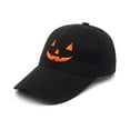 thumbnail image 2 of yunLCZ halloween hat for women Halloween Pumpkin Baseball Caps Unisex Adjustable Embroidery Pumpkin Face Dad Hat Cotton Cute Trucker Cap creepy Halloween top hat Polyester,Cotton Black M, 2 of 8