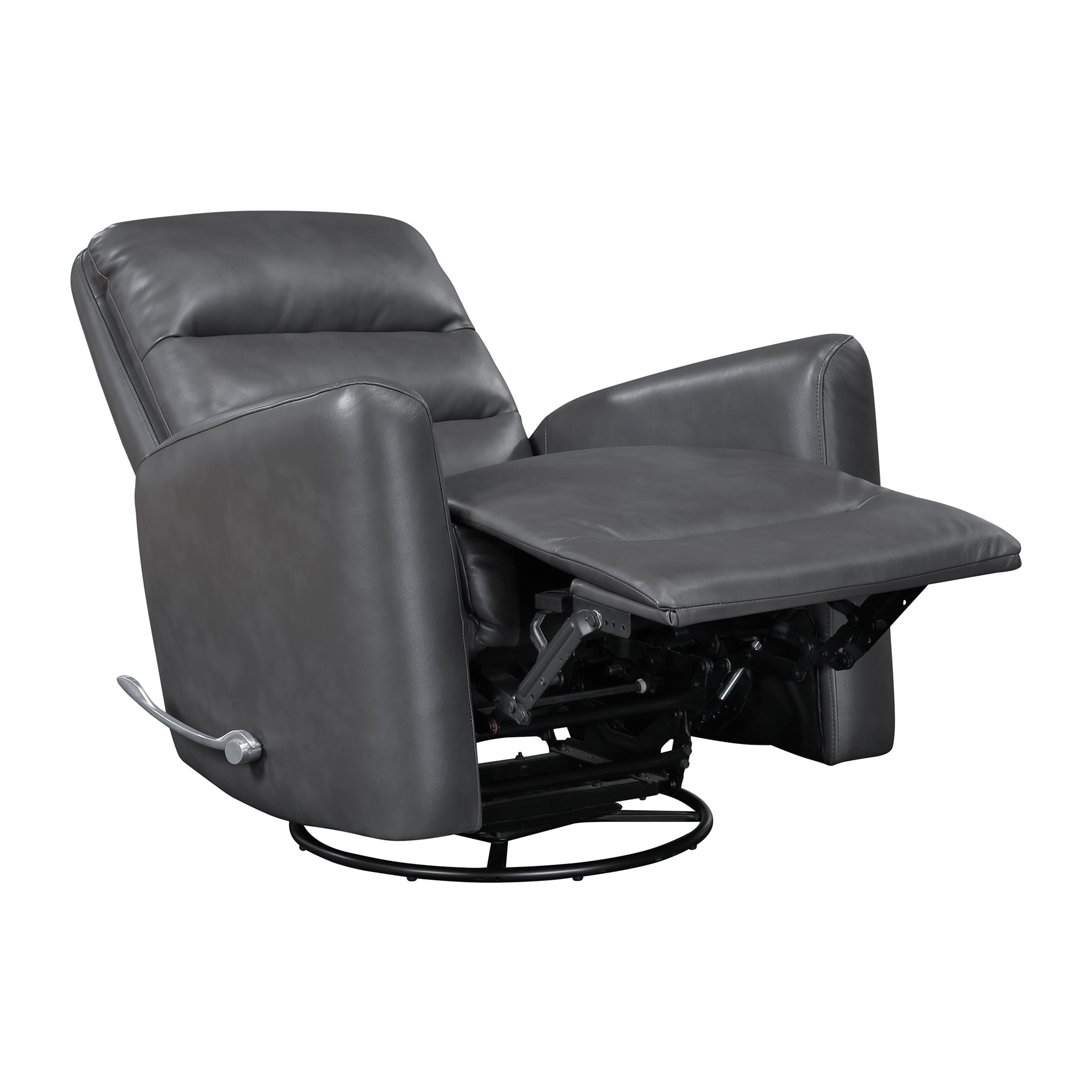 OakvillePark Crestshire Faux Leather Swivel Glider Reclining Chair, Gray