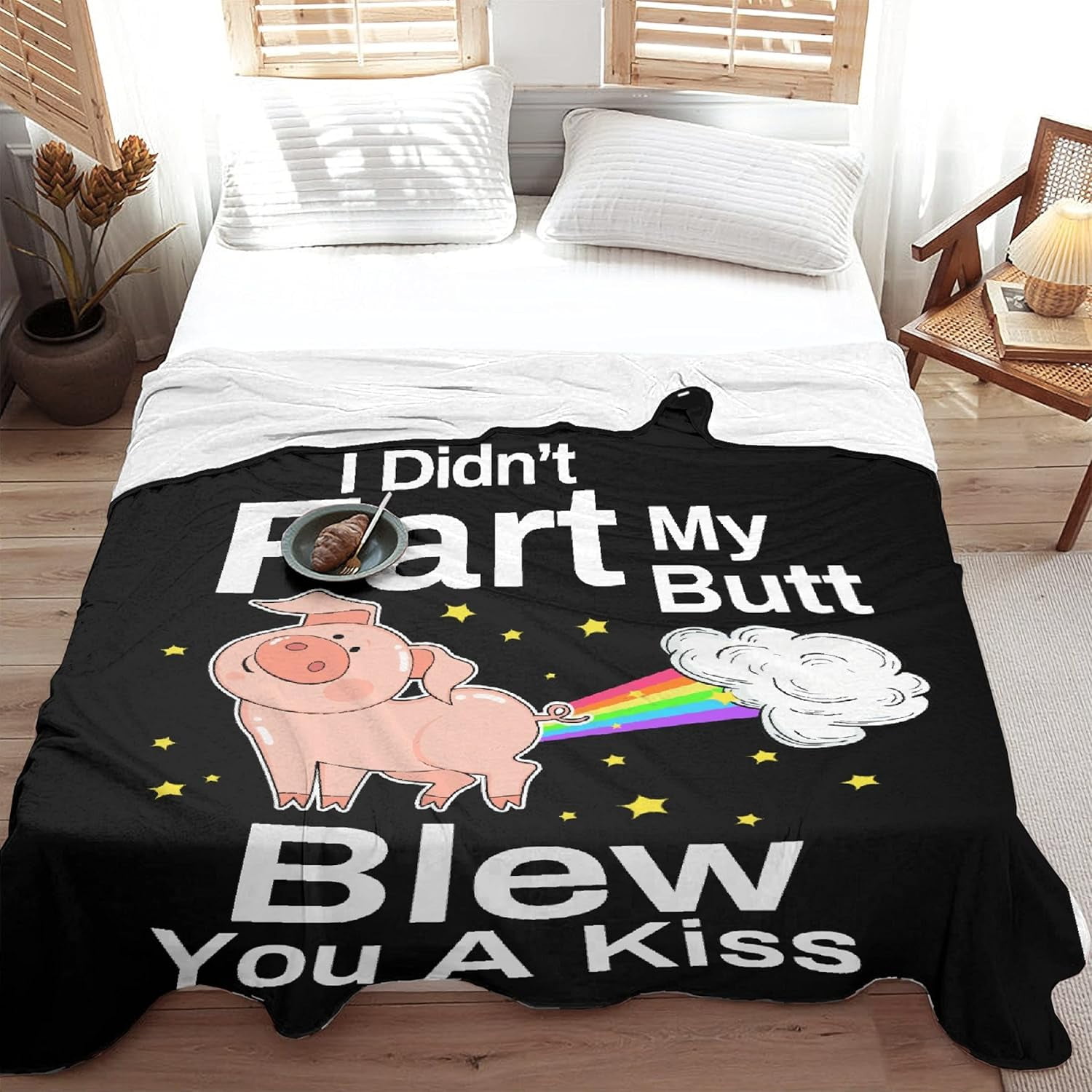 Pig Blanket,Girls Pink Pigs Animal Fleece Lightweight Throws,I Didnt My Blew You A Kiss,Super Soft Sherpa Blankets, for Bed Sofa Couch,Funny Things for Teen,50"x60" for Girl Boy