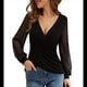 thumbnail image 3 of Camisas de Larga para Mujer, Blusas de Encaje con Cuello en V, Blusas Elegantes Informales de Negocios, Blusas Cruzadas, Camisas de Trabajo Negro S, 3 of 10
