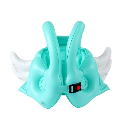 Girls One Piece Swimsuits Cute Bathing Suit Thickened Children Angel Inflatable Buoyancy Vest Life Jacket Ring Beach Girls  Swimwear Swim Suit Mint Green Size M