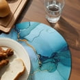 thumbnail image 3 of Teal Blue Marble Round 13 Inch Placemats Set of 6, Modern Abstract Art Marble Crack HeatResistant Non Slip Place Mats for Dining Table, Wipeable Braided Kitchen Table Mats for Housewarming, 3 of 9