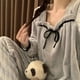 thumbnail image 3 of Conjunto de pijamas de invierno para mujer, ropa de dormir cálida de Navidad, conjunto de dos piezas de talla grande, 3 of 4