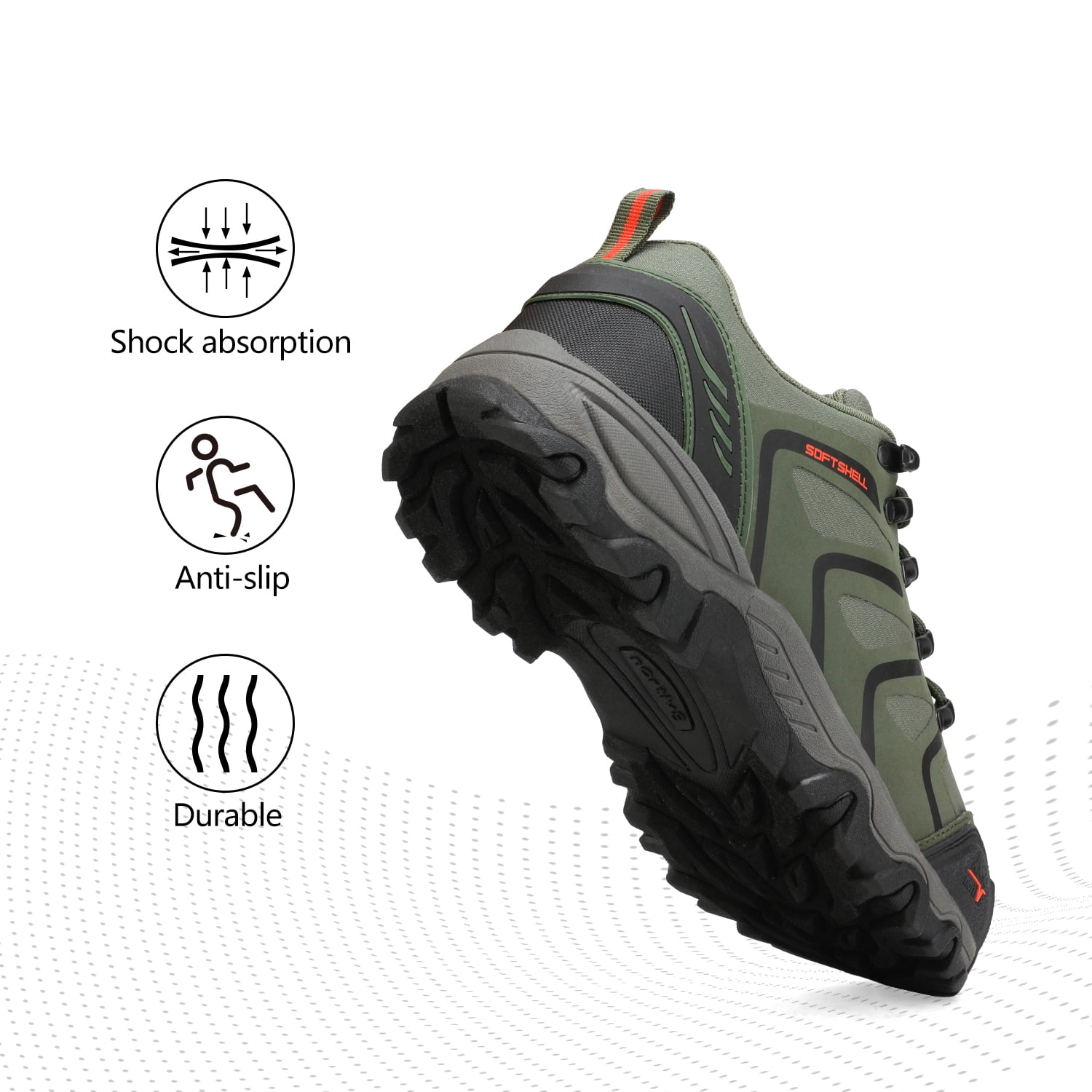 BURUDANI Men's Low Top Waterproof Outdoor Hiking Backpacking Work Boots Shoes