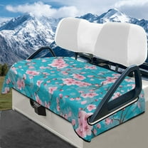 Yuyamidu Cherry Blossom Golf Cart Seat Covers Blue Golf Cart Cushion Covers Flannel Club Car Seat Towel Blanket, Machine Washable