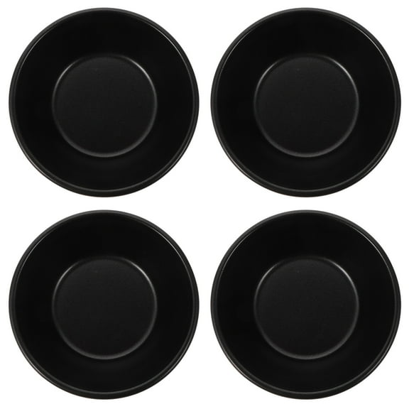 Amosfun 4Pcs Carbon Steel Baking Molds Non Stick Kitchen Bakeware Black