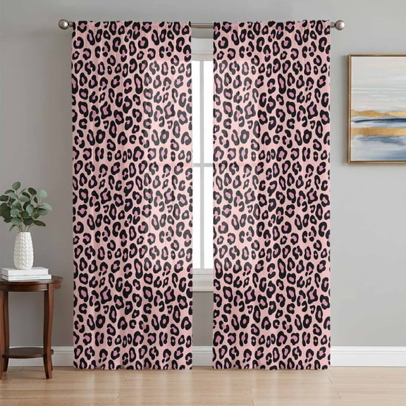 Pink Black Sheer Curtains 72 Inch Length 2 Panels Set, Elegant Modern Abstract Art Luxury Voile Window Treatment Rod Pocket Curtains Sheers Drapes for Bedroom/Living Room/Kitchen 52"x72"x2
