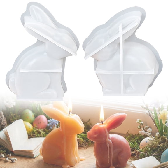 CoreLiving 3D Rabbit Silicone Mold Easter Egg Candle Making Kit Spring Resin Casting Mold for Soap Making Polymer Clay Plaster Craft Unique Votive Candle Molds for Home Decoration DIY Accessories