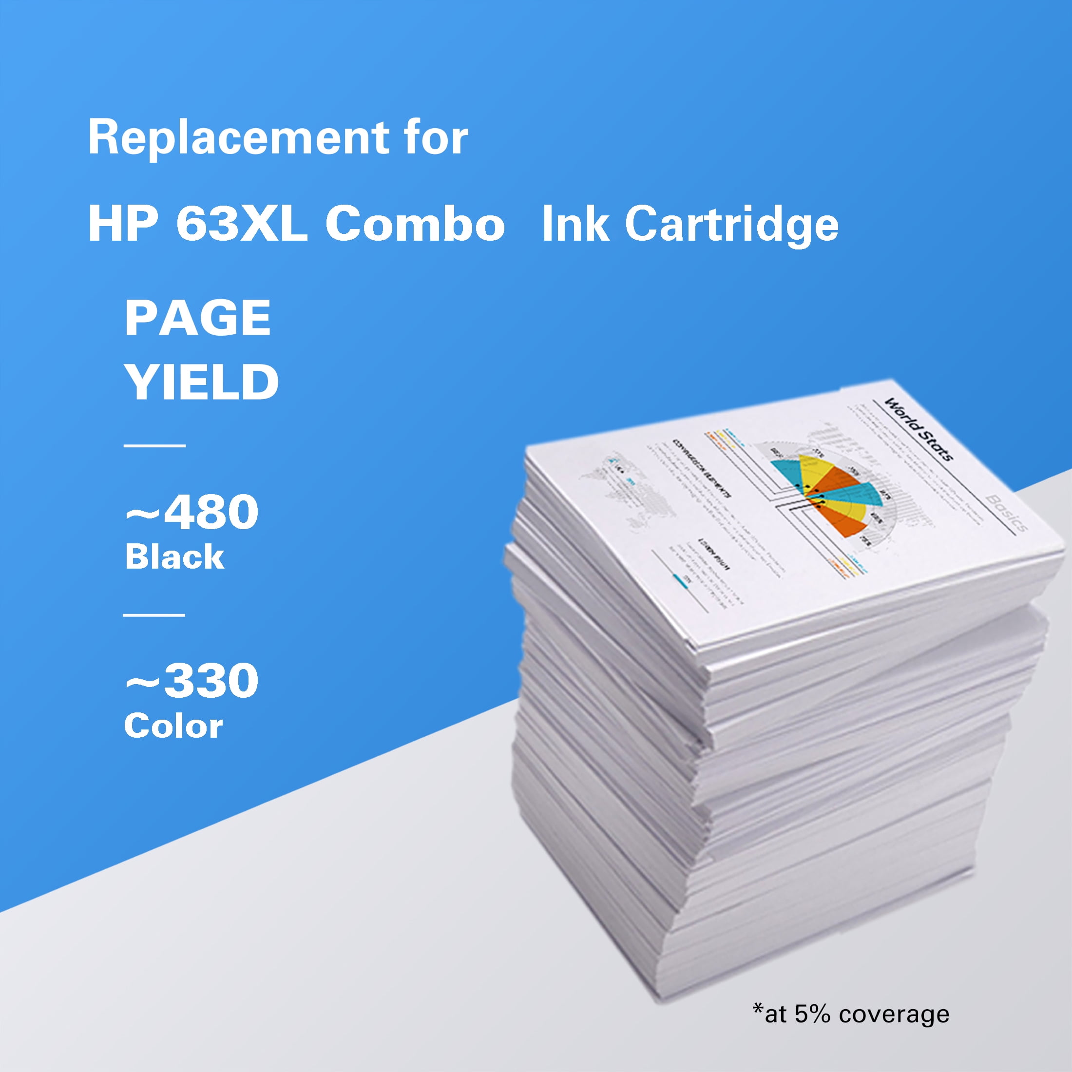 Remanufactured onn Ink Cartridge, HP 63XL Black, 63XL Tri-Color, 2 Cartridges