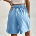 thumbnail image 4 of ZQUUVOU Women's Casual Outdoor Button Wide Leg Shorts Solid High Waist Versatile Loose With Pocket Quarter Shorts Light Blue, 4 of 6