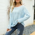 thumbnail image 6 of IROINNID Reduced Womens Sweater Round Neckline Pullover Sweater Solid Color Comfy Mid-Length Long Sleeve Hollow Knitwear Straight Socket Sweater, 6 of 9