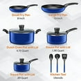 thumbnail image 2 of SereneLife 11 Piece Pots and Pans Non Stick Kitchenware Cookware Set, Blue, 2 of 8