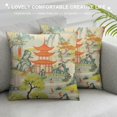 thumbnail image 3 of JEUXUS Chinoiserie Pillow Cover Coral Green Asian Scenic Throw Pillow Covers Square Cushion Cover Farmhouse Home Decorative for Bedroom Couch Bed Living Room, 3 of 5