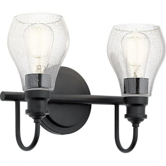 2 Light Vanity Light Approved for Damp Locations with Transitional Inspirations 10.25 inches Tall By 14.25 inches Wide-Black Finish Bailey Street Home