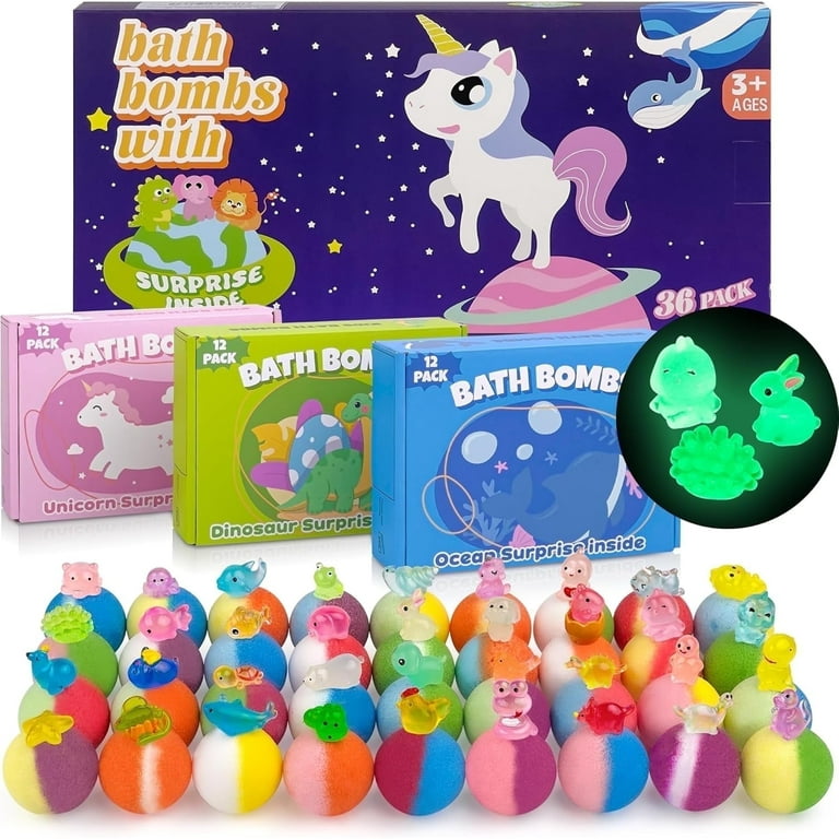 PickMora Kids Bath Bombs with Glow Toys, 36 Count Gift Set photo 1