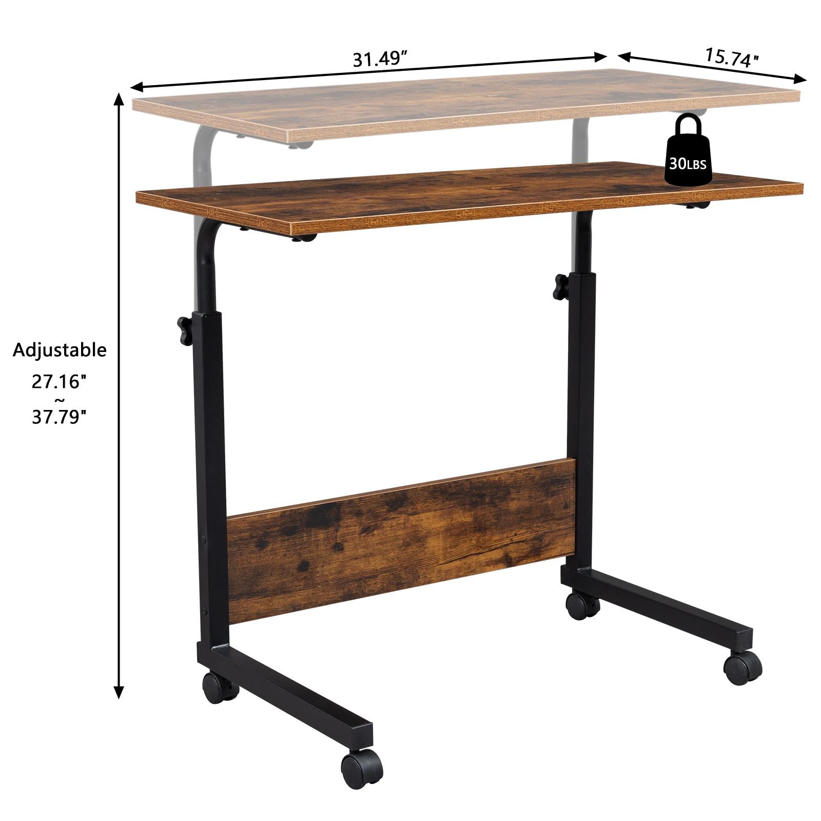UBesGoo Laptop Table Adjustable Height Standing Computer Desk Portable Stand Up Work Station Cart Tray Side Table for Sofa and Bed,Retro