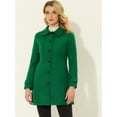 thumbnail image 2 of INSPIRE CHIC Manteau Long d'Hiver pour Femme à Col Peter Pan, à Simple Boutonnage, Vert Uni, m, 2 of 5