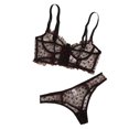 thumbnail image 3 of VISgogo Conjunto de lencería sexy de 2 piezas, sujetador transparente con patrones de corazón femenino + bragas para mujer, S/M/L/XL VISgogo moda, 3 of 4
