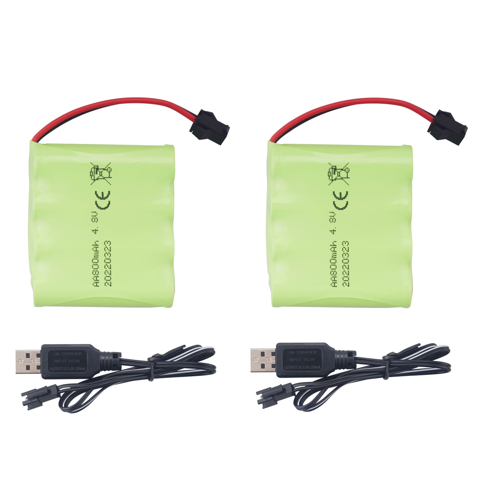 Fytoo 2PCS 4.8V 800mAh AA Rechargeable RC Toy Car Battery SM2P Plug RC