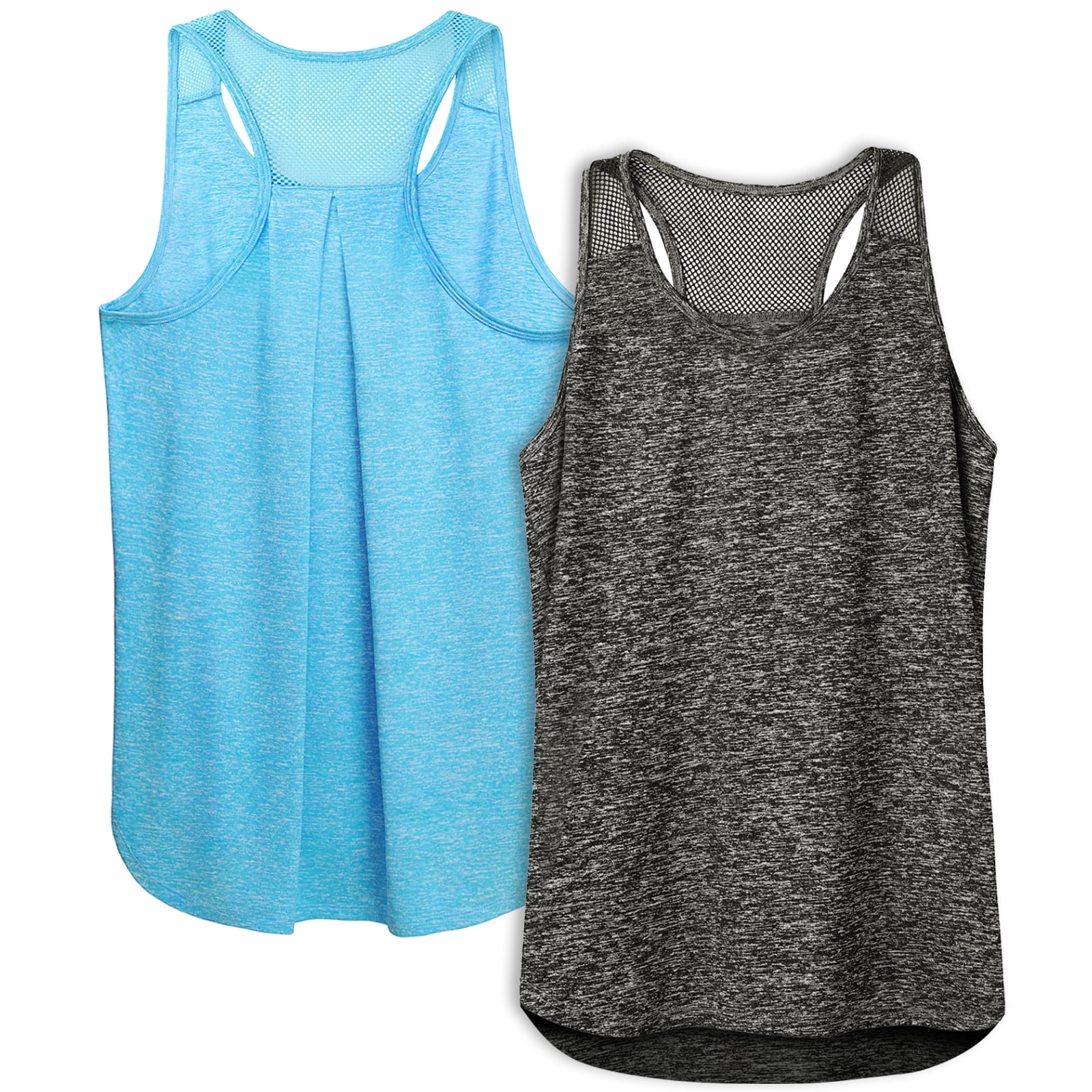 2 Pack Workout Tops for Women, Letsfit Mesh Racerback Tank Tops