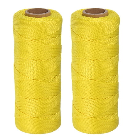 Uxcell 2pcs Twisted Nylon Mason Line 1.5mm x 500 Ft Braided Twine String Lines for Gardening Crafting Fluorescent Yellow