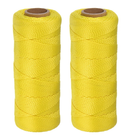 Uxcell 2pcs Twisted Nylon Mason Line 1.5mm x 500 Ft Braided Twine String Lines for Gardening Crafting Fluorescent Yellow