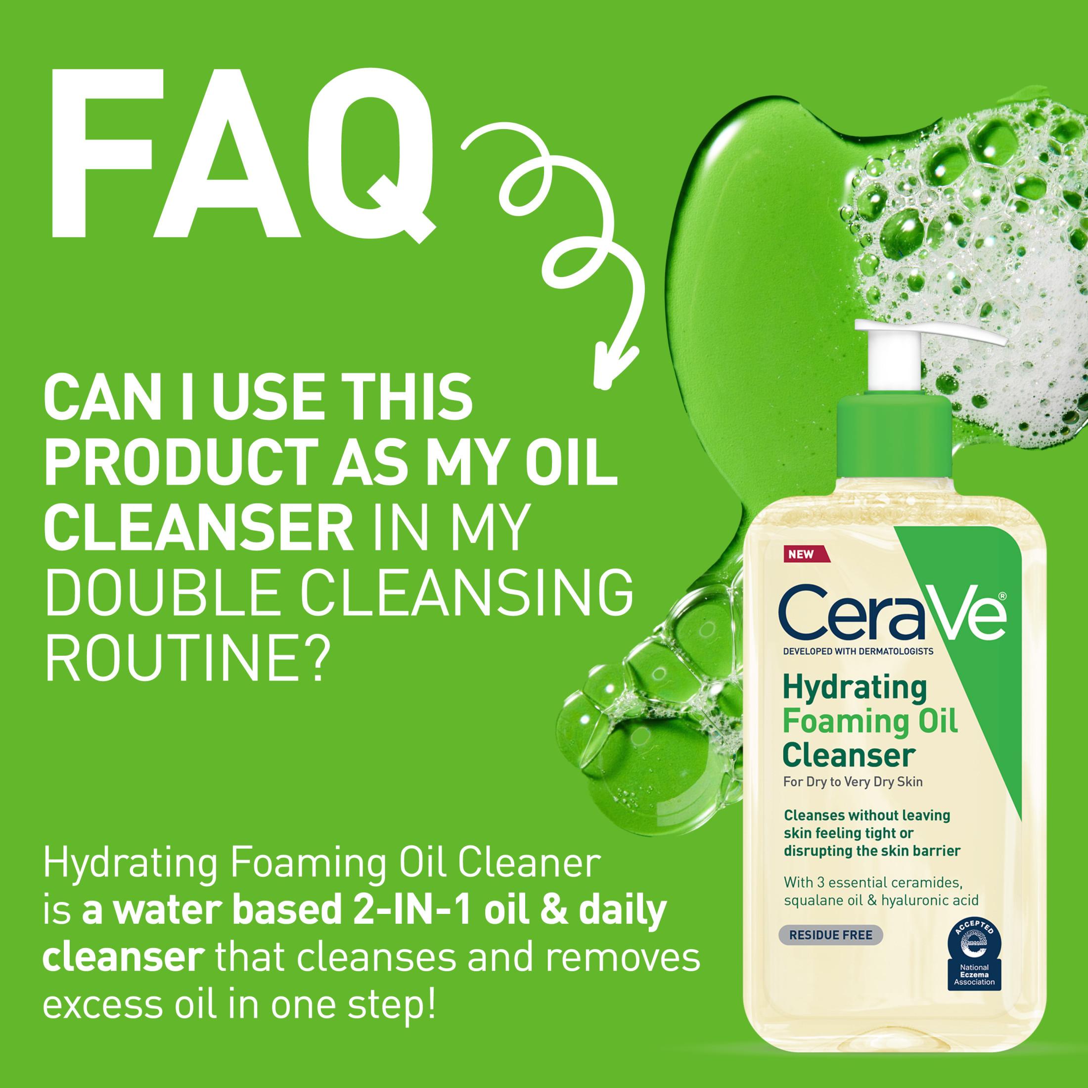 CeraVe Hydrating Foaming Oil Facial Cleanser for Dry Skin photo 5