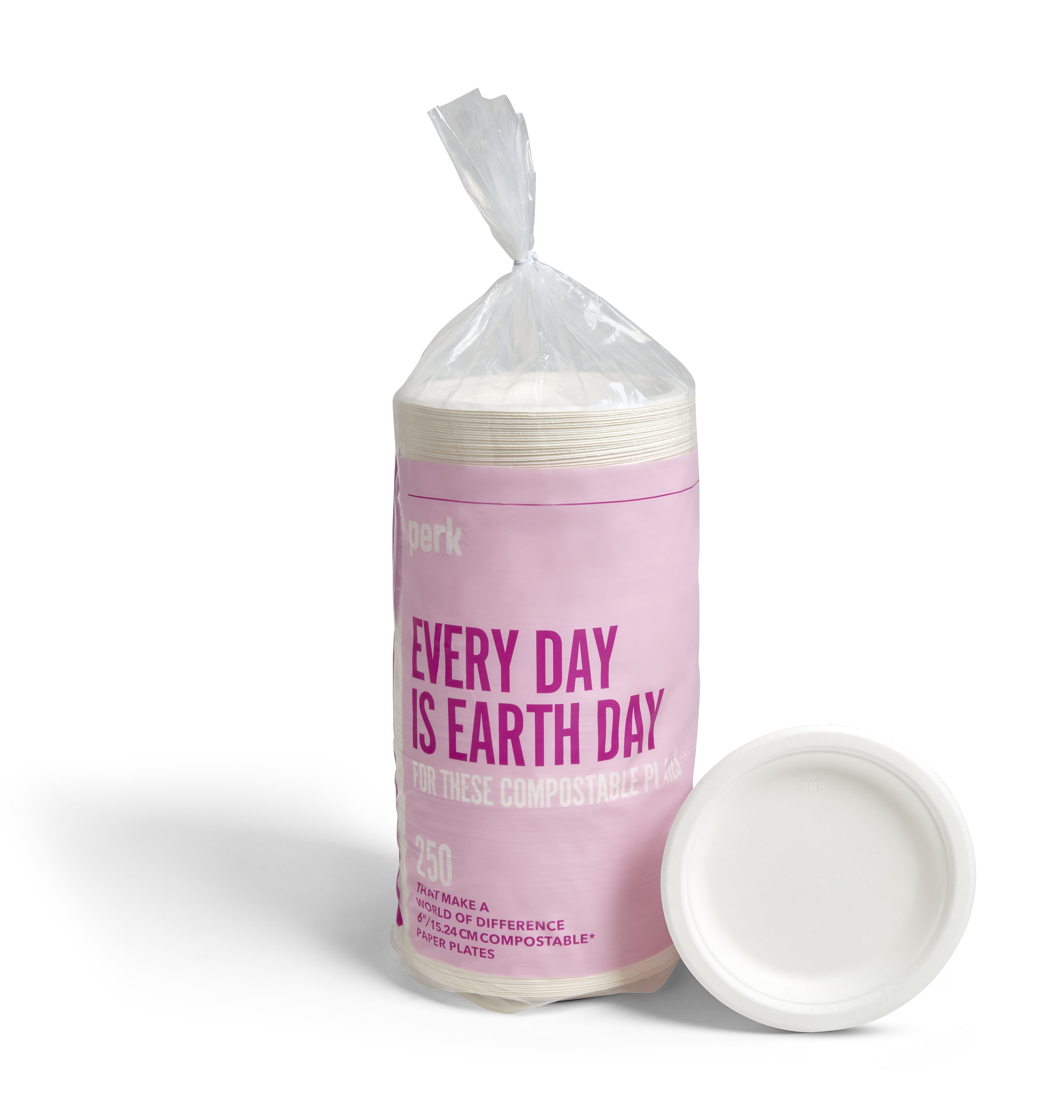 Perk Compostable Paper Plates, 6, White PK56337